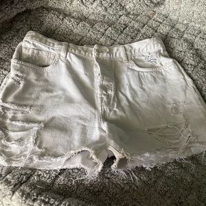 Womens white denim shorts
